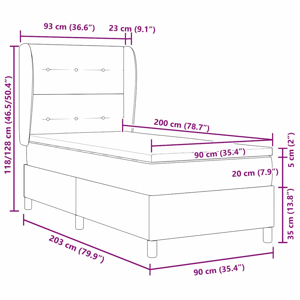 Letto a molle con testiera Rosa 200 x 90 cm Velluto | homemem39