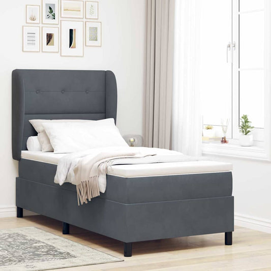 Letto a molle con testiera Grigio scuro 200 x 100 cm Velluto | homemem39