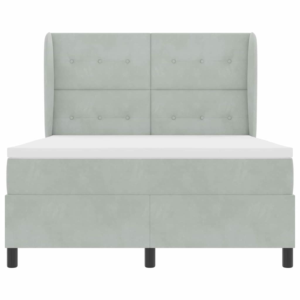Letto a molle con testiera Grigio chiaro 190 x 140 cm Velluto | homemem39