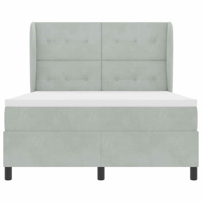 Letto a molle con testiera Grigio chiaro 190 x 140 cm Velluto | homemem39