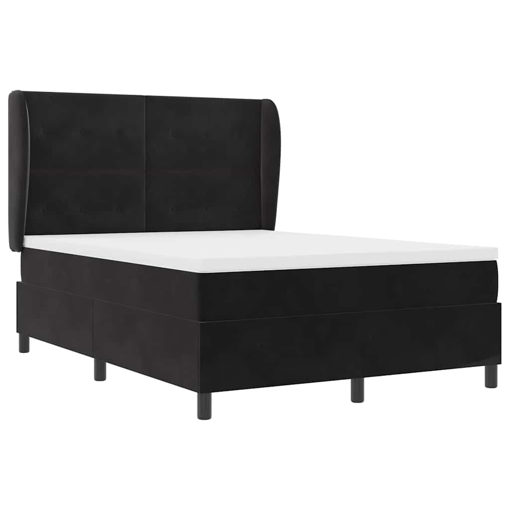 Letto a molle con testiera Nero 190 x 140 cm Velluto | homemem39