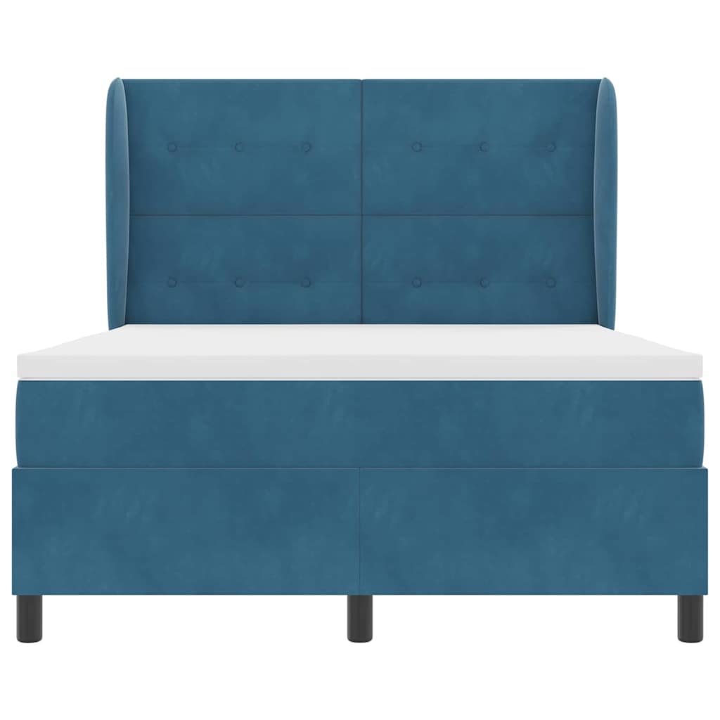 Letto a molle con testiera Blu Scuro 190 x 140 cm Velluto | homemem39
