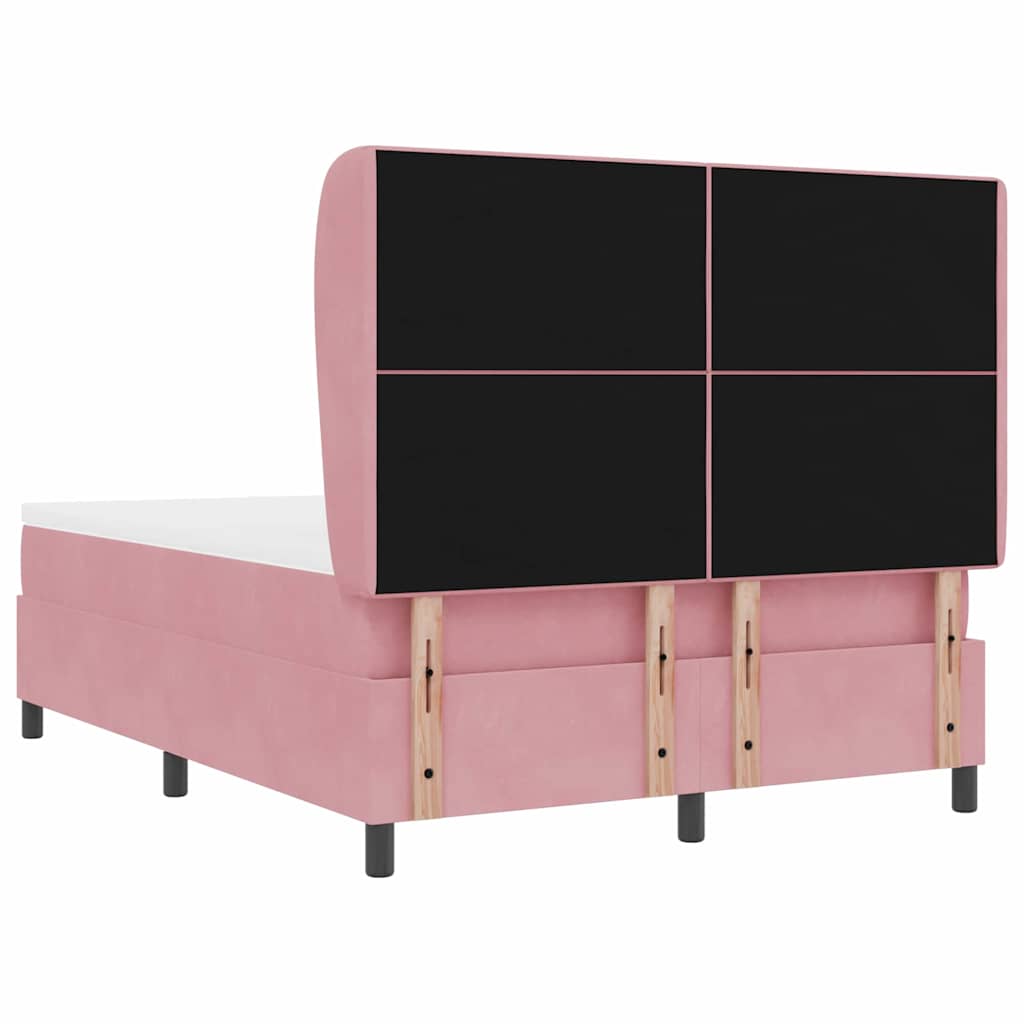 Letto a molle con testiera Rosa 190 x 140 cm Velluto | homemem39