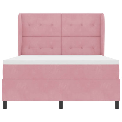 Letto a molle con testiera Rosa 190 x 140 cm Velluto | homemem39