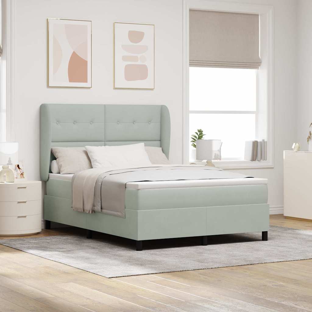 Letto a molle con testiera Grigio chiaro 200 x 140 cm Velluto | homemem39
