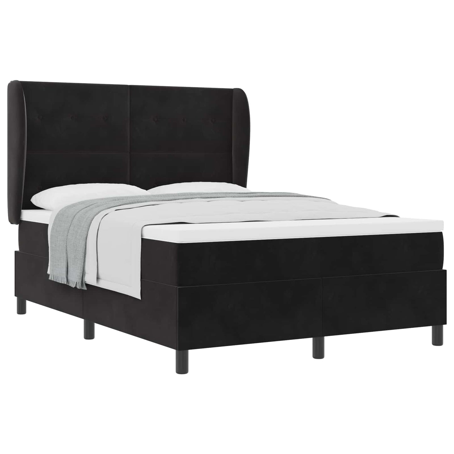 Letto a molle con testiera Nero 200 x 140 cm Velluto | homemem39