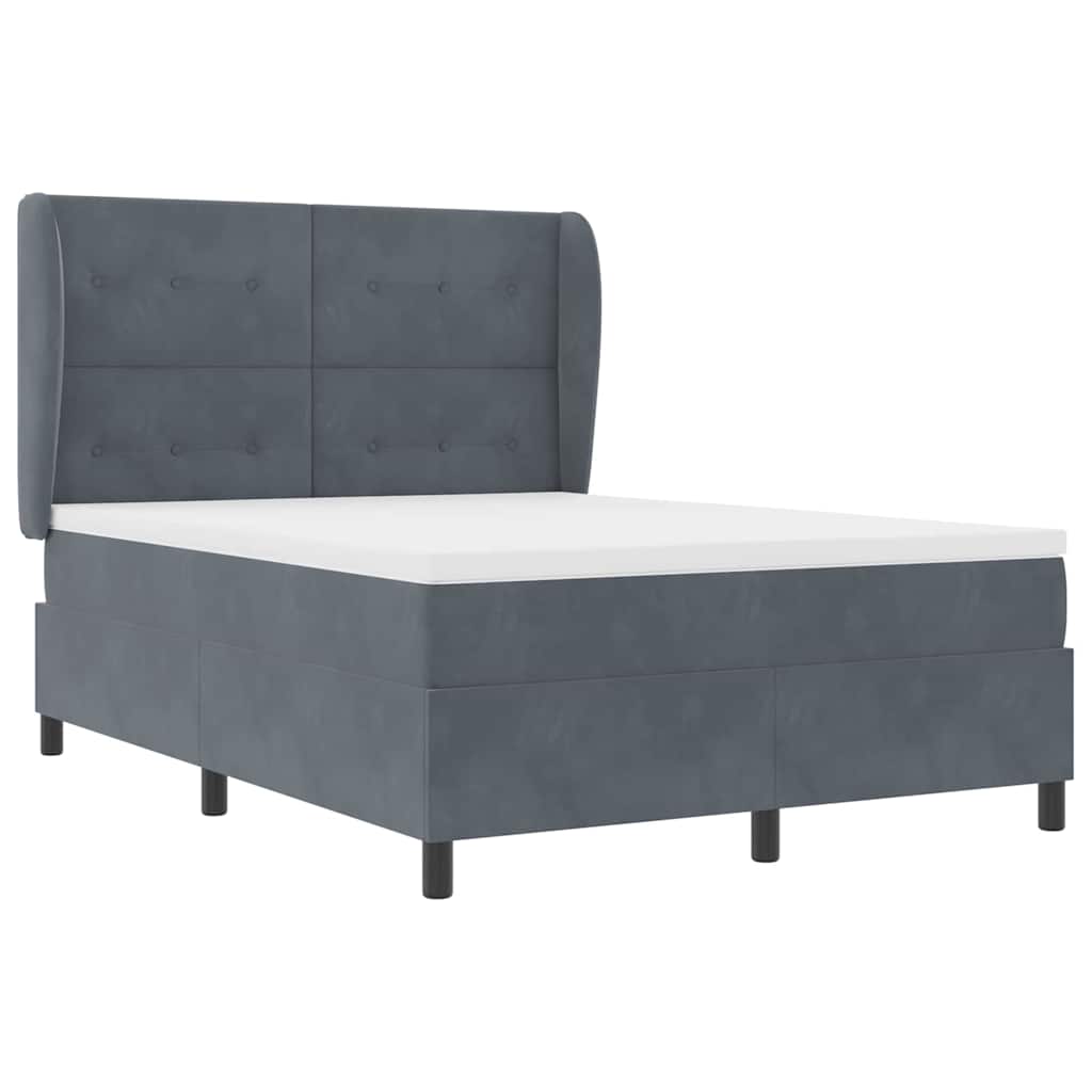 Letto a molle con materasso Grigio scuro 160 x 200 cm Velluto