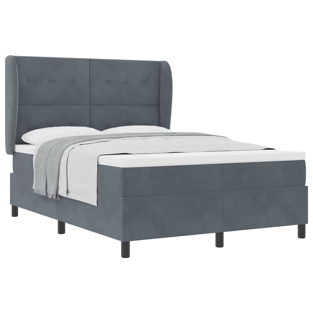 Letto a molle con materasso Grigio scuro 160 x 200 cm Velluto
