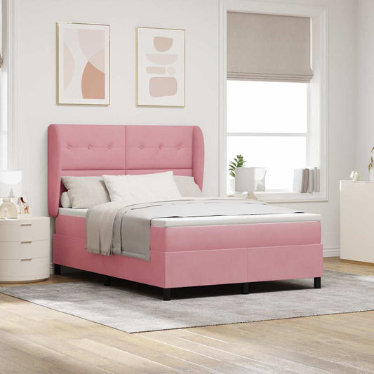 Letto a molle con testiera Rosa 200 x 160 cm Velluto | homemem39
