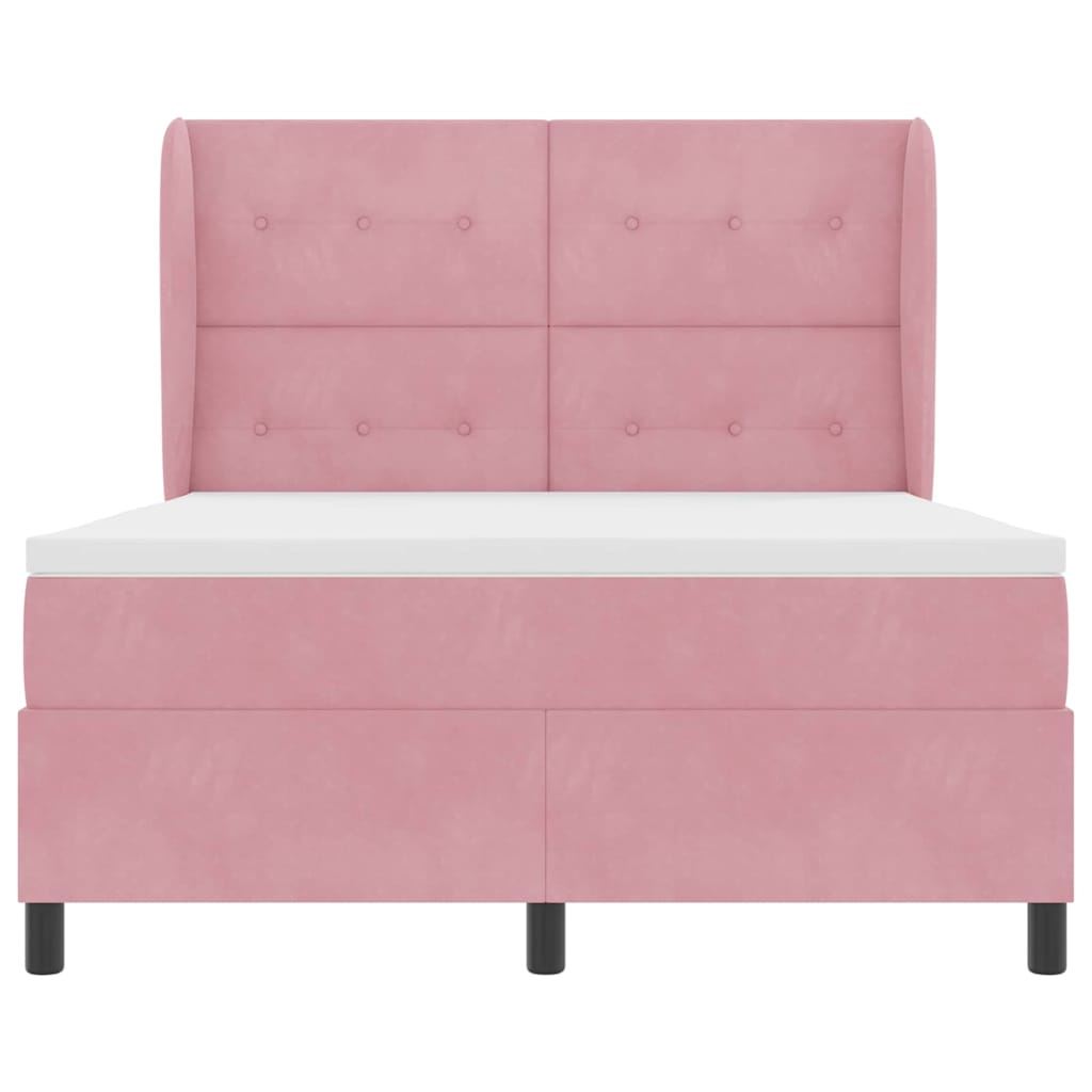 Letto a molle con testiera Rosa 200 x 160 cm Velluto | homemem39