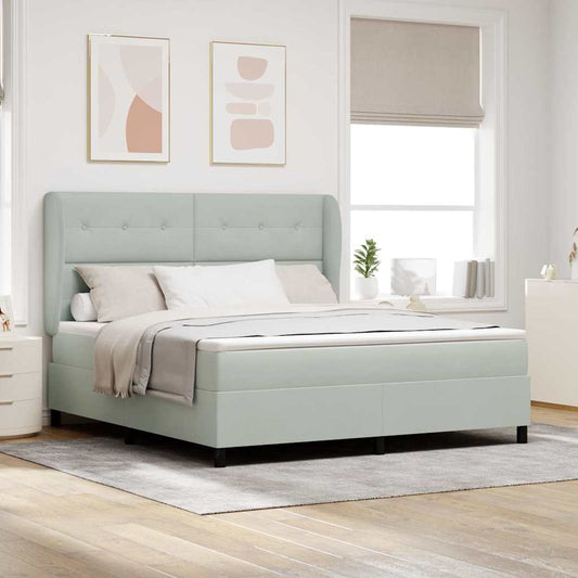 Letto a molle con testiera Grigio chiaro 200 x 180 cm Velluto | homemem39