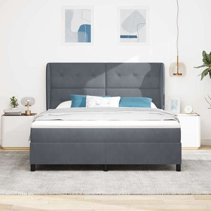 Letto a molle con cuscino Grigio scuro 200 x 180 cm Velluto | homemem39