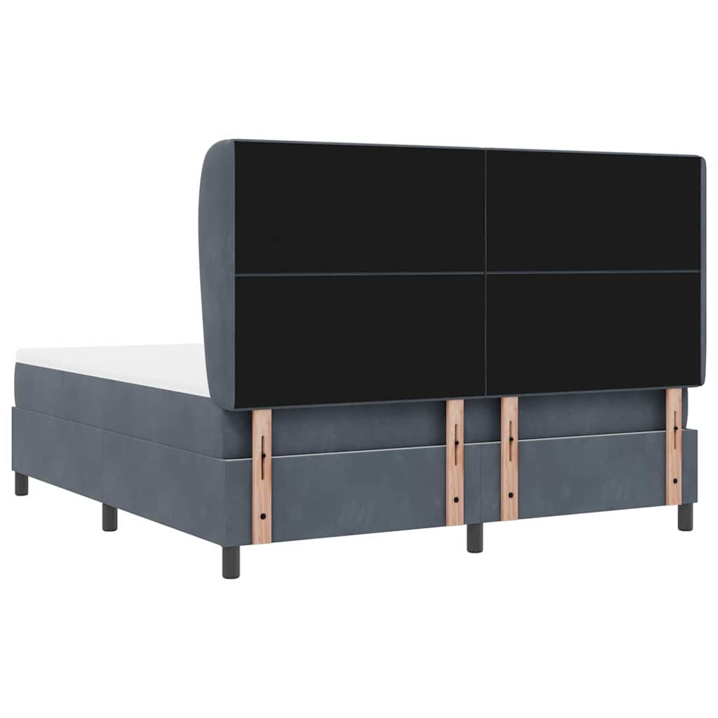 Letto a molle con cuscino Grigio scuro 200 x 180 cm Velluto | homemem39