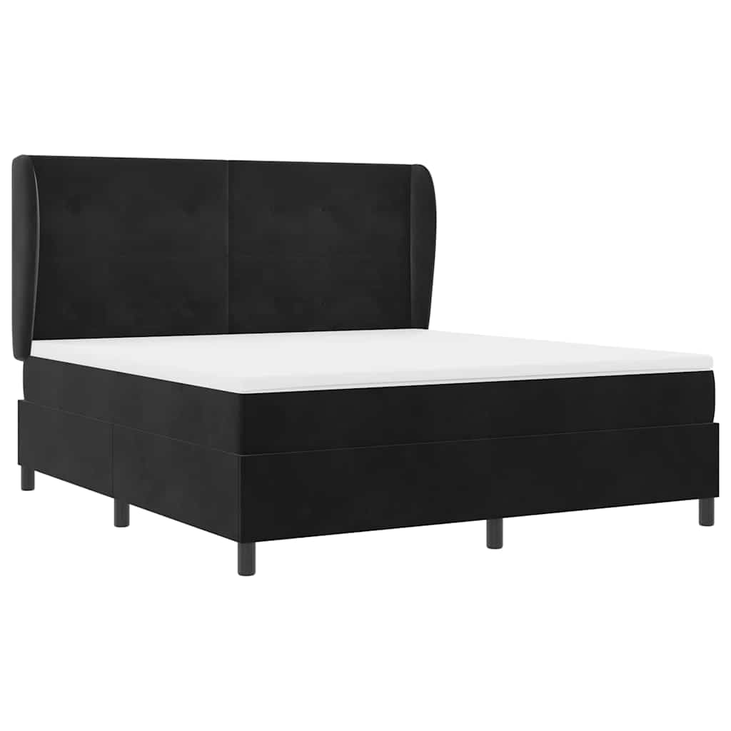 Letto a molle con materasso Nero 200 x 180 cm Poliestere