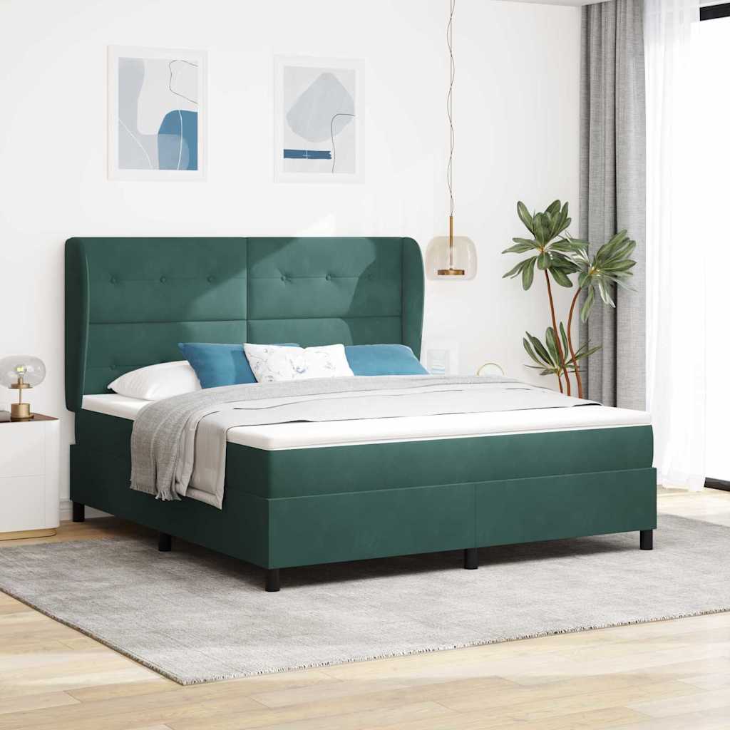 Letto a molle con testiera Verde Scuro 200 x 180 cm Velluto | homemem39