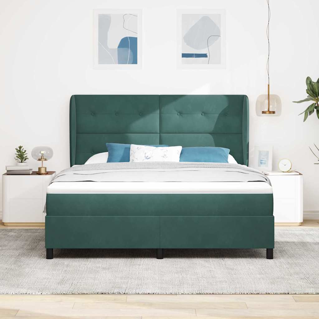 Letto a molle con testiera Verde Scuro 200 x 180 cm Velluto | homemem39