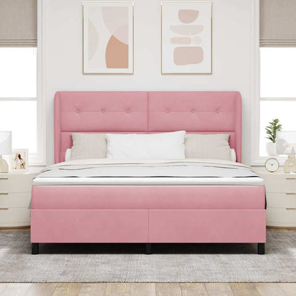 Letto a molle con testiera Rosa 200 x 180 cm Velluto | homemem39