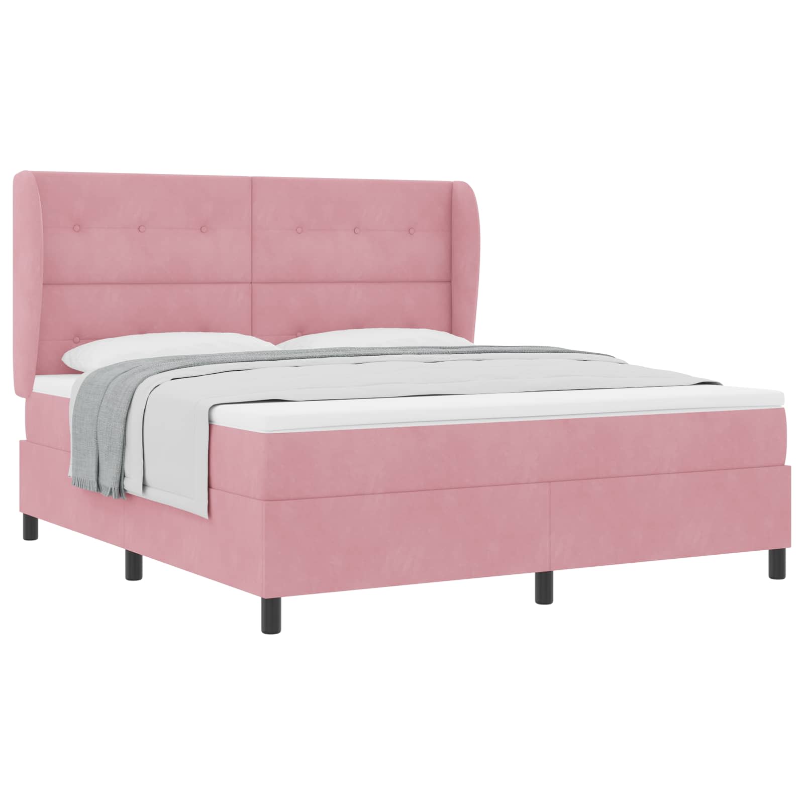 Letto a molle con testiera Rosa 200 x 180 cm Velluto | homemem39