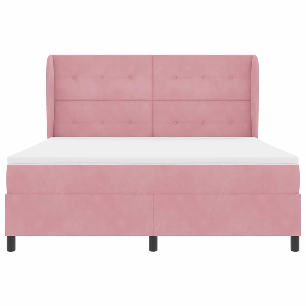 Letto a molle con testiera Rosa 200 x 180 cm Velluto | homemem39