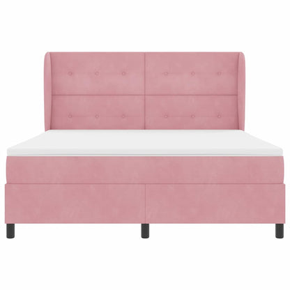 Letto a molle con testiera Rosa 200 x 180 cm Velluto | homemem39