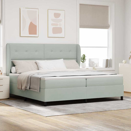 Letto a molle con testiera Grigio chiaro 200 x 200 cm Velluto | homemem39