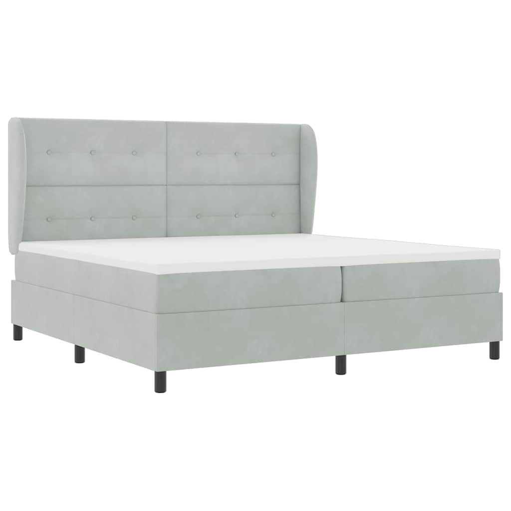 Letto a molle con testiera Grigio chiaro 200 x 200 cm Velluto