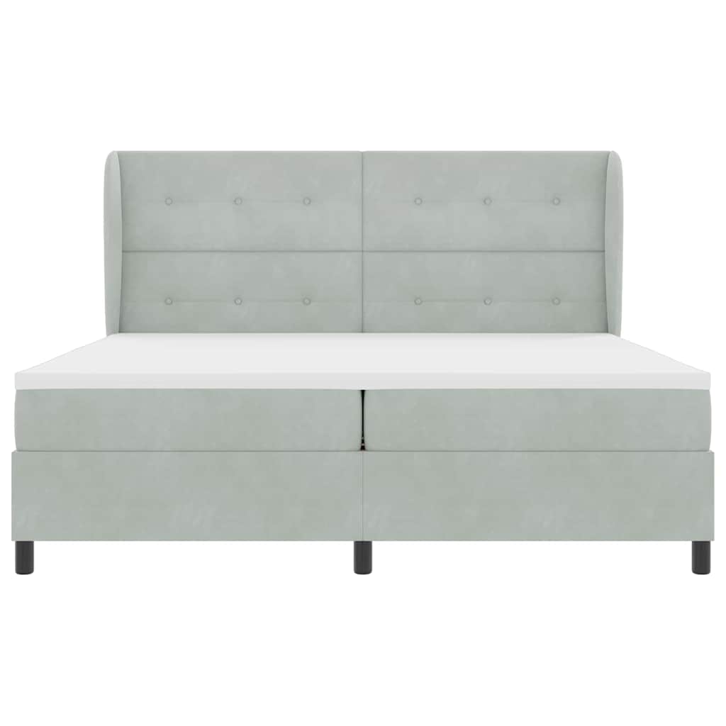 Letto a molle con testiera Grigio chiaro 200 x 200 cm Velluto | homemem39