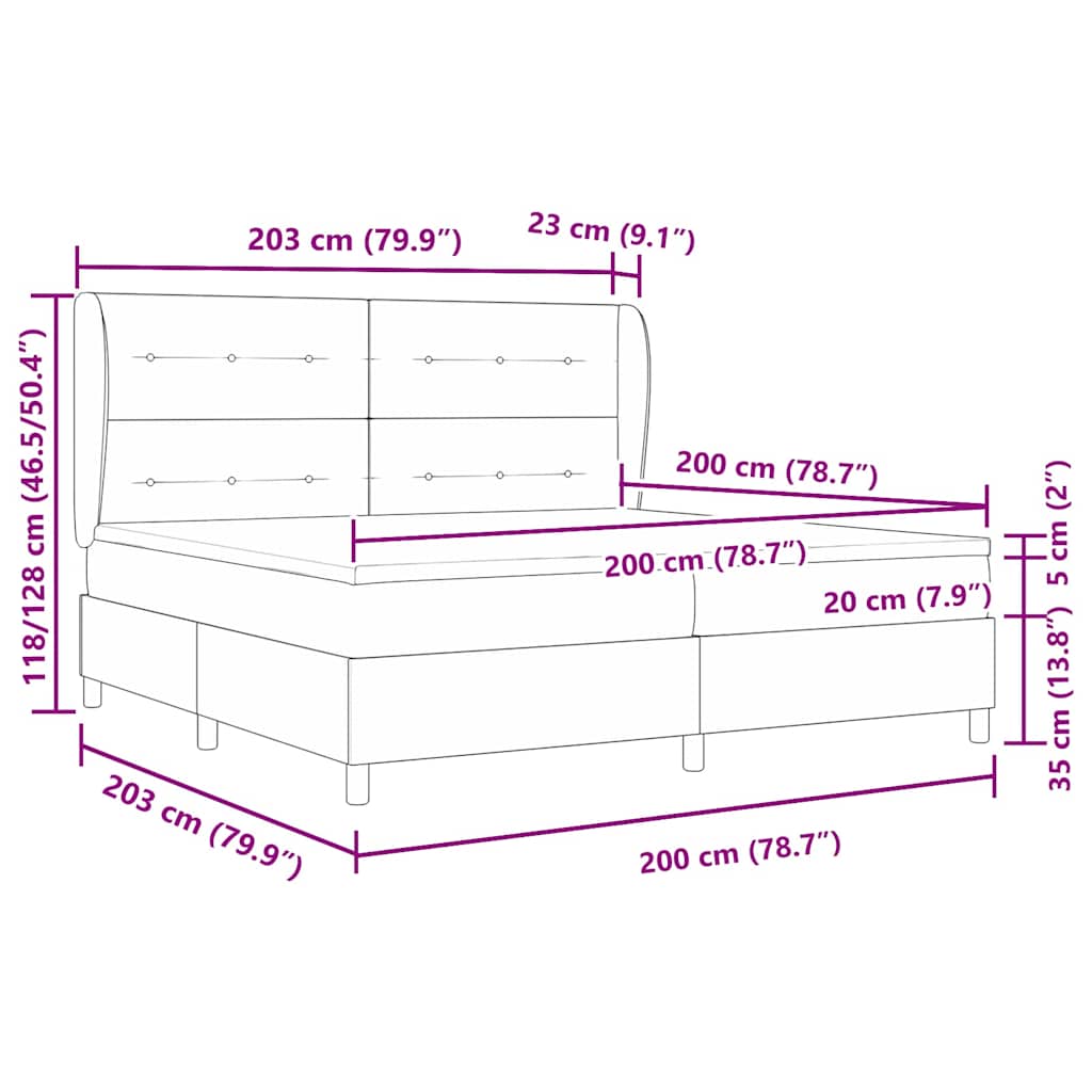 Letto a molle con testiera Grigio chiaro 200 x 200 cm Velluto | homemem39