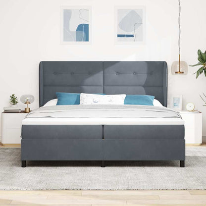 Letto a molle con testiera Grigio scuro 200 x 200 cm Velluto | homemem39