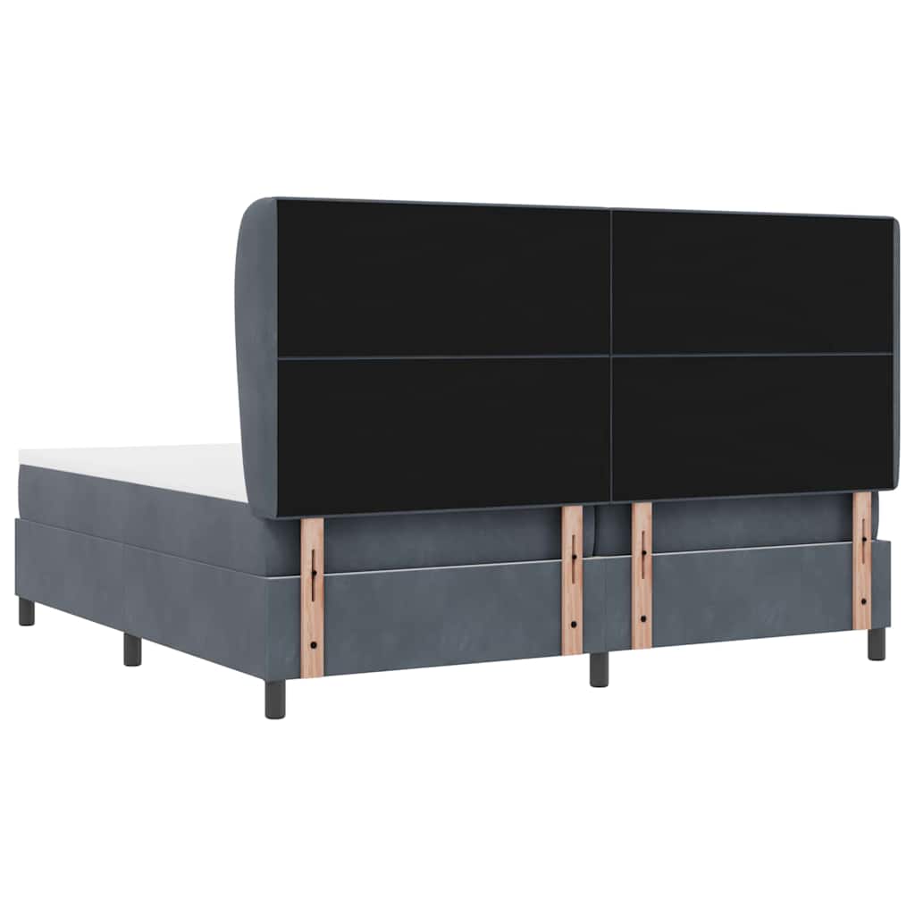 Letto a molle con testiera Grigio scuro 200 x 200 cm Velluto | homemem39