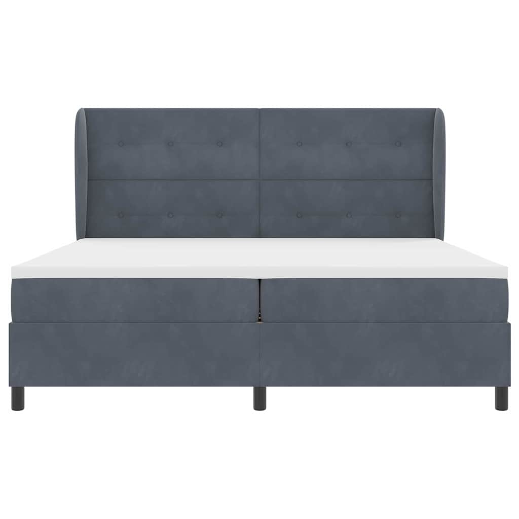 Letto a molle con testiera Grigio scuro 200 x 200 cm Velluto | homemem39