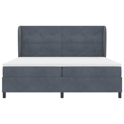 Letto a molle con testiera Grigio scuro 200 x 200 cm Velluto | homemem39