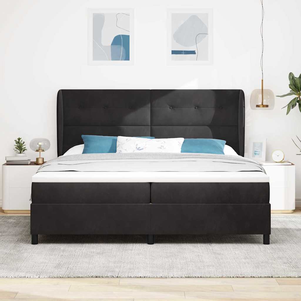 Letto a molle con testiera Nero 200 x 200 cm Velluto | homemem39
