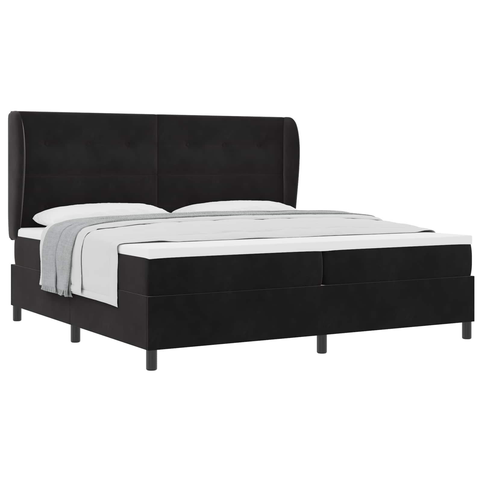 Letto a molle con testiera Nero 200 x 200 cm Velluto | homemem39