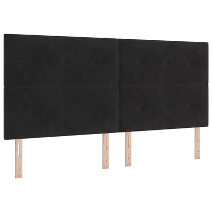 Letto a molle con testiera Nero 200 x 200 cm Velluto | homemem39