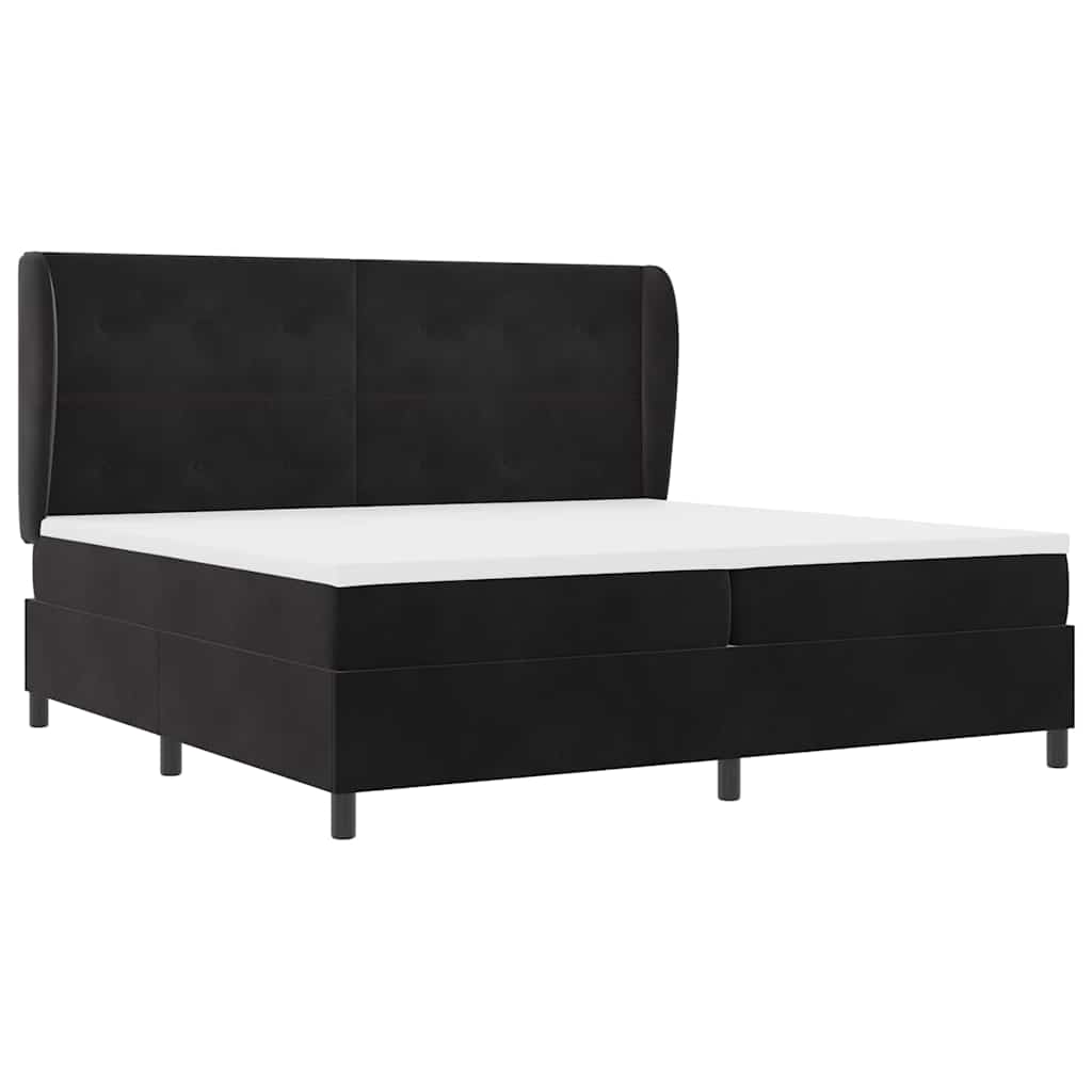 Letto a molle con testiera Nero 200 x 200 cm Velluto | homemem39