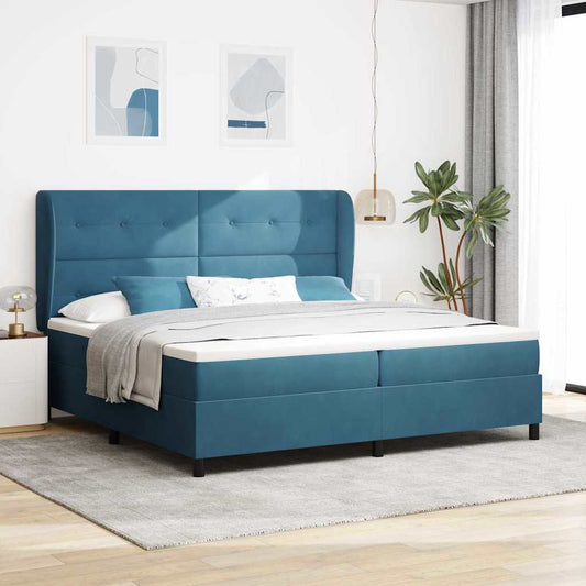 Letto a molle con testiera Blu Scuro 200 x 200 cm Velluto | homemem39
