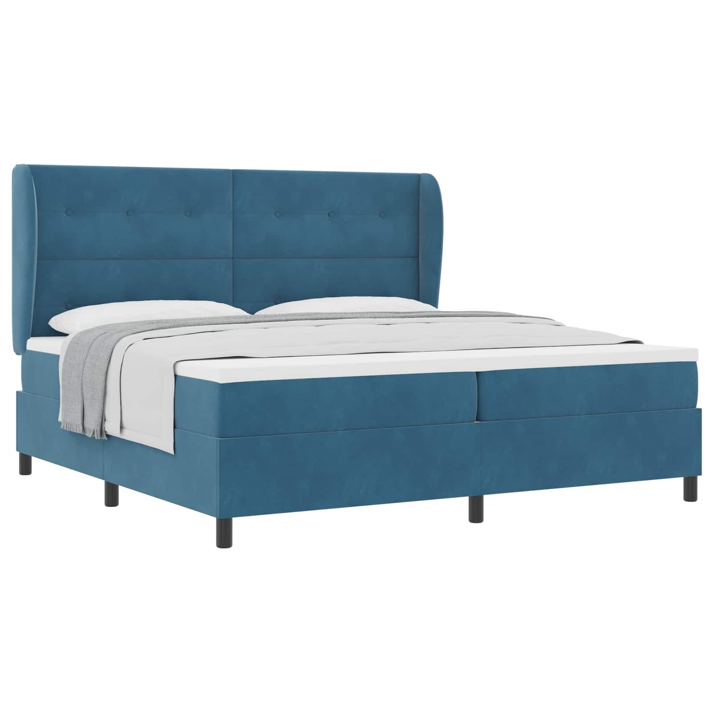 Letto a molle con testiera Blu Scuro 200 x 200 cm Velluto | homemem39
