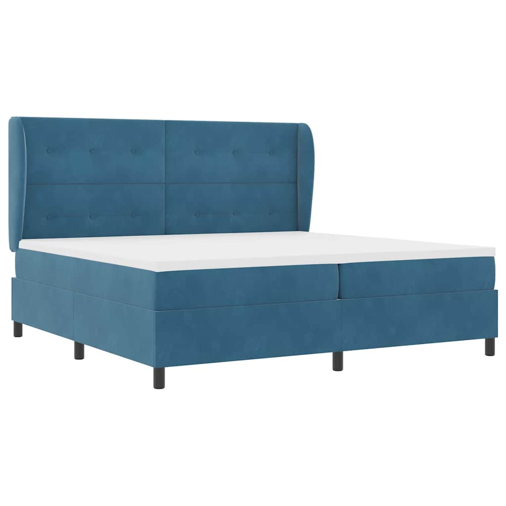 Letto a molle con testiera Blu Scuro 200 x 200 cm Velluto | homemem39