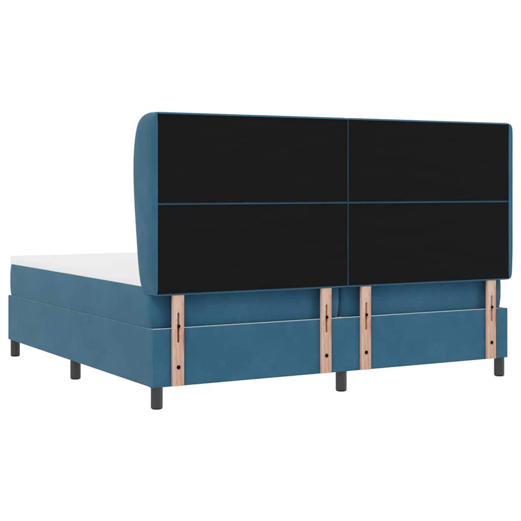 Letto a molle con testiera Blu Scuro 200 x 200 cm Velluto | homemem39