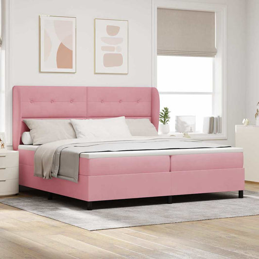Letto a molle con testiera Rosa 200 x 200 cm Velluto | homemem39