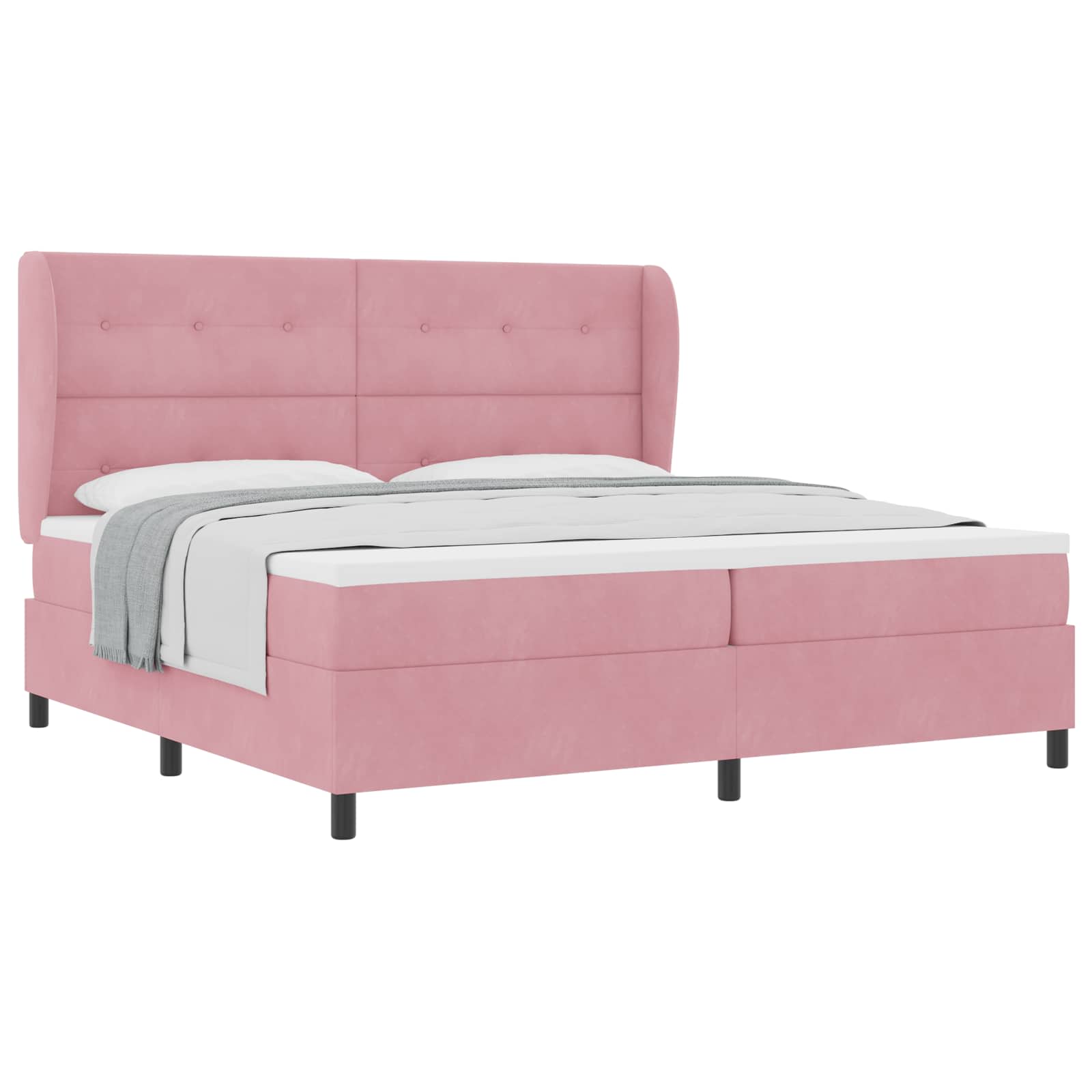 Letto a molle con testiera Rosa 200 x 200 cm Velluto | homemem39