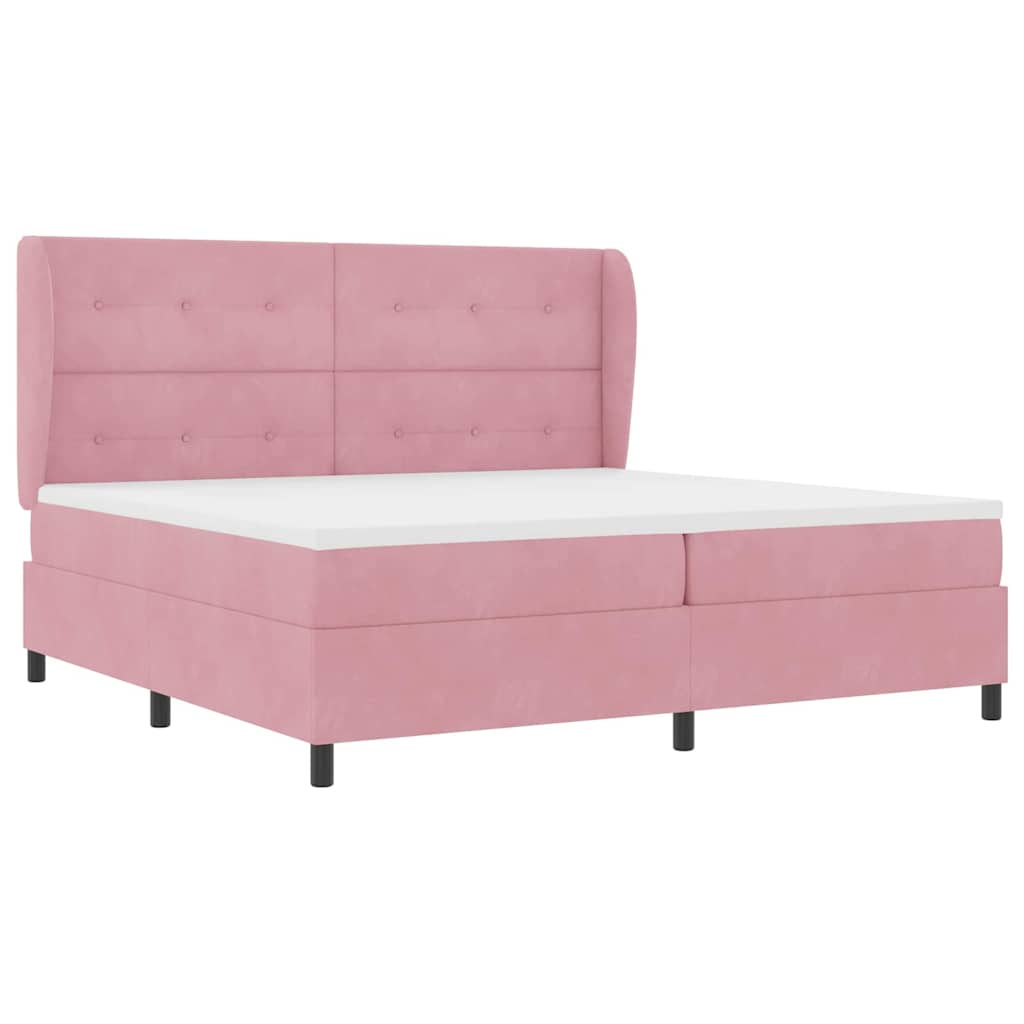 Letto a molle con testiera Rosa 200 x 200 cm Velluto | homemem39