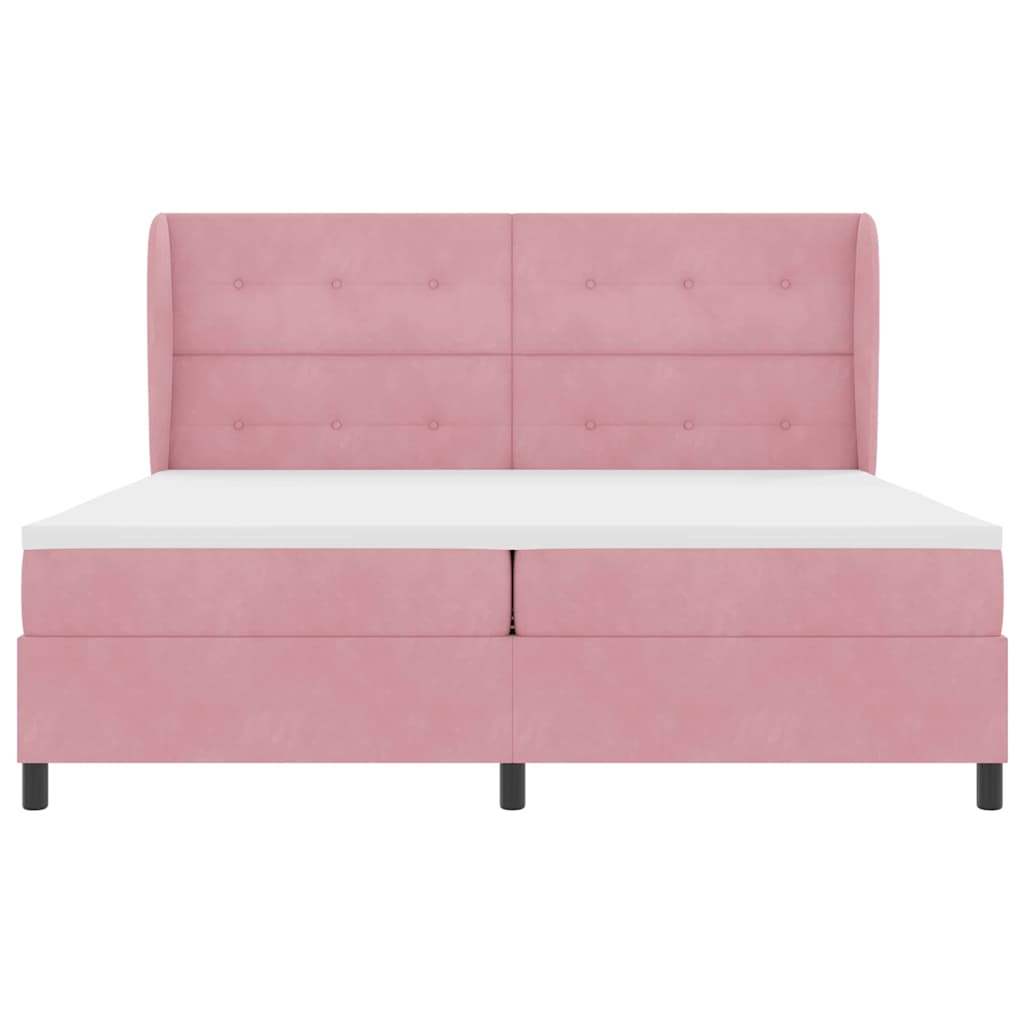 Letto a molle con testiera Rosa 200 x 200 cm Velluto | homemem39