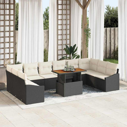 Set da Pranzo per Giardino con cuscino 11 pcs Nero e Crema | homemem39