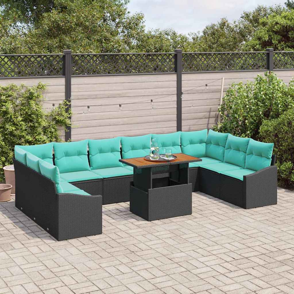 Set da Pranzo per Giardino 11 pcs Nero e Verde acqua | homemem39