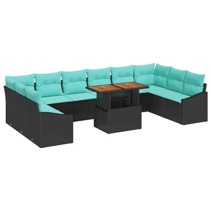 Set da Pranzo per Giardino 11 pcs Nero e Verde acqua | homemem39