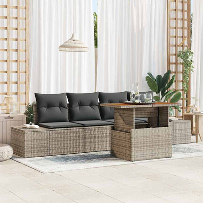 Set da Pranzo per Giardino con cuscino 5 pcs Grigio e Marrone | homemem39