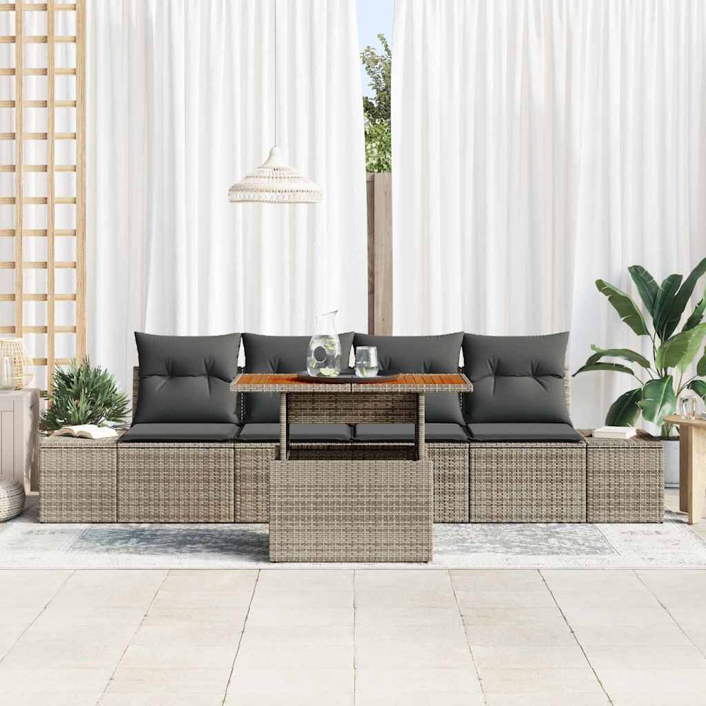 Set da Pranzo per Giardino con cuscino 5 pcs Grigio e Marrone | homemem39