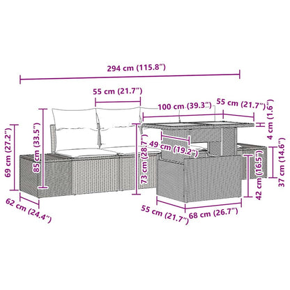 Set da Pranzo per Giardino con cuscino 5 pcs Beige e grigio | homemem39
